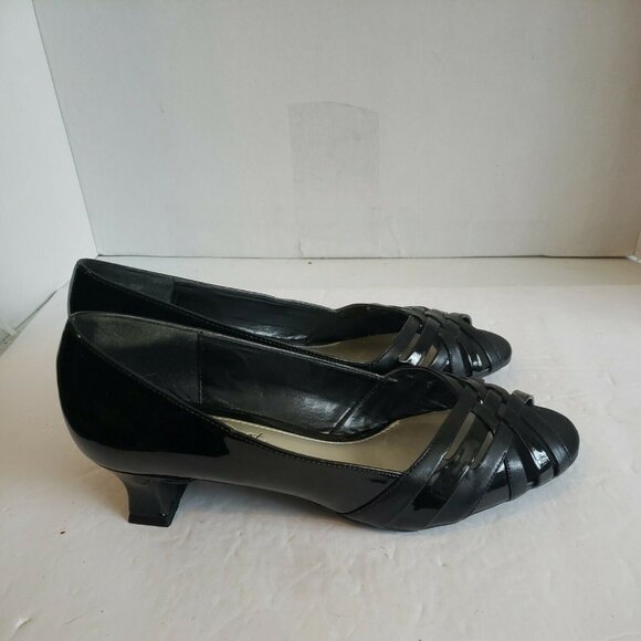 Easy Street Womens Black Open Toe Slip On Ballet Block Heels Size 8.5 - Picture 4 of 6
